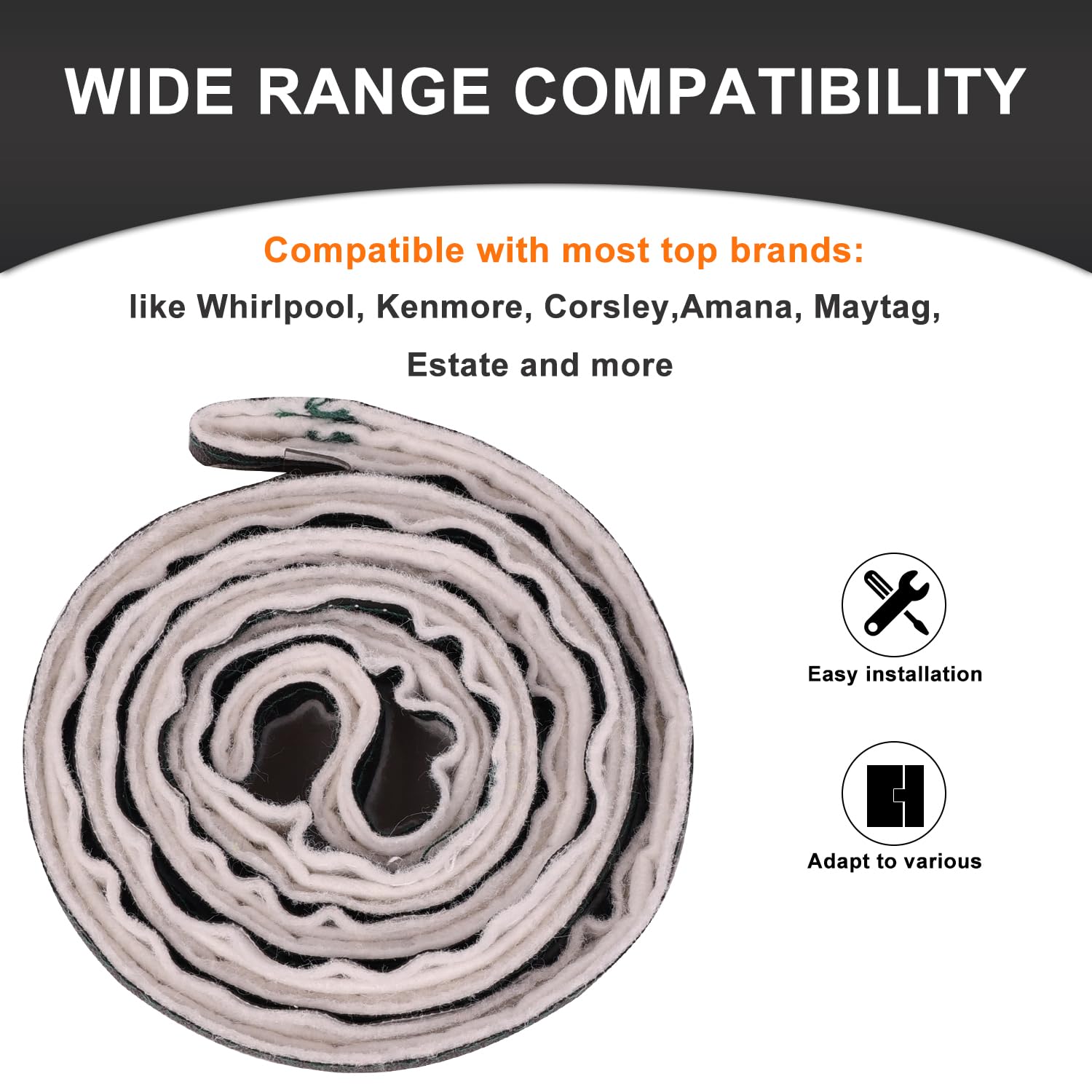 W10612022 Dryer Rear Drum Felt Seal Replacement Whirlpool, Crosley